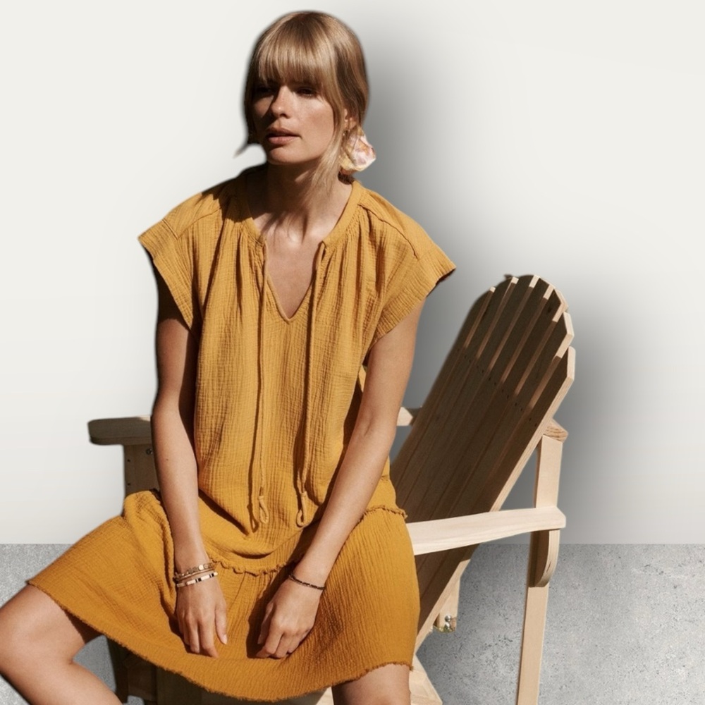 NWOT Anthropologie Saturday Sunday Lydia Ombré Tunic Mustard Dress - Small